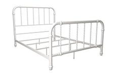 DHP Jenny Lind Kids Metal Bed Frame with Country Chic Headboard and Footboard, Underbed Storage Space for Toys, Twin, White