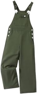 SHENHE Girl's Bib Overalls Flap Pockets Adjustable Straps Casual Long Jumpsuit Pants Army Green 10Y