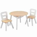 KidKraft Round Wooden Storage Table with 2 Chairs, Kids Table and Chair Sets, Kids Children's Playroom/Bedroom Furniture, 27027