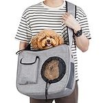 Ownpets Pet Puppy Sling Carrier, Hands Free Dog Carry Sling for 3.5-4.8KG Dogs, Hard Bottom Support, Comfortable, Adjustable Shoulder Strap, Perfect for Travelling and Outdoor Walking Subway,S