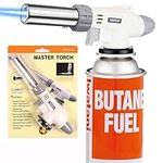 Kitchen Culinary Blow Torch Head, Chef Cooking Butane Torch, Adjustable Flame Lighter for Baking, Pastries, Desserts, Picnic, Camping, Brazing, Soldering, Welding, White(Gas Not Include)