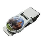 Horses Ahead of the Storm Front Satin Chrome Plated Metal Money Clip