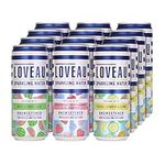 LOVEAU Sparkling Water - Infused with Real Fruit- Mixed Pack- 12 x 330ml Cans- Unsweetened. Zero Calories, NO Sugar or Sweeteners. 100% Natural