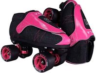 (Mens 11/Ladies 12) - VNLA Zona Rosa jam Skates - Quad Roller Skates from Vanilla - Indoor Speed Skates - Denim and Leather - for Tricks and Rhythm Skating