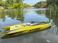 Super Large 70cm Long Distance Remote Speed Boat 65KM/H Car Adult 14 Years Old RC Large Captain 27.6 Inch Brushless Motor Function Soft Shaft Design (Yellow)