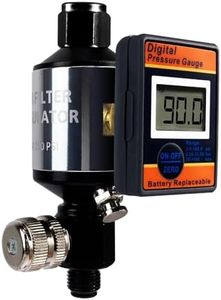 LE LEMATEC Digital Air Pressure Regulator & Filter with Water Separator, 1/4 NPT, Moisture Trap, Oil & Dirt Removal, Inline Dryer for Pneumatic Tools, Spray Paint Gun & Compressed Air System, AI303-R2