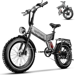 vefreedom Folding Electric Bike for Adults，20" x4.0 Fat Tire Ebike Commuting Electric Mountain Bike，Fast E Bike ，Gray Bicycle