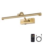 YUMCRELECT Wireless Picture Lights for Wall Battery Operated Brass Art Light for Paintings Remote 3CCT Dimmable Potrait Lighting Rotatable Display Lights 16" Rechargeable Wall Lamp for Frame