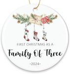 ZAGKOO Family of Three Christmas Ornament 2024 - Baby Boy, Girl Newborn First Christmas, New Mom and Dad Gifts 1st Christmas, First Time Parents, Mommy, Dad for Couples - Christmas Tree Decoration