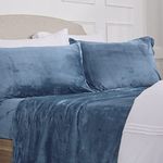 NY Loft Ultra Soft Micro Fleece Sheets Set with Extra Deep Pockets | Extra Soft Velvet Fleece Sheet Set | Super Plush Polar Fleece | Velvet Plush Cozy Warmth | Queen - Lake Blue