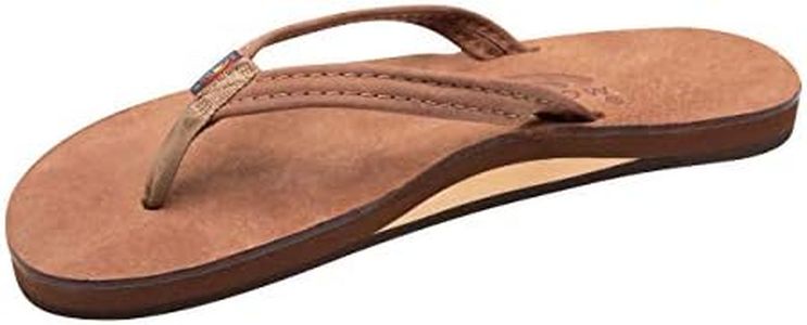 Rainbow Sandals Ladies Luxury Leather - Single Layer Arch Support With 1/2" Narrow Strap, Nogales Wood, Ladies Size Large / 7.5-8.5