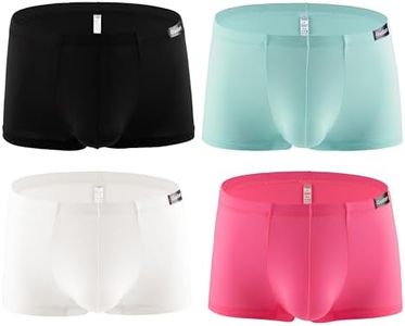 Gudan Soft Mens Silk Boxers Nylon Seamless Underwear Boxer Briefs Pack of 4 Size L