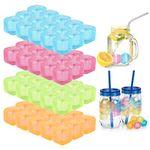 ASAB 60 x Reusable Ice Cubes. Multi-Coloured Clear Plastic Fast Freeze | Water Filled Ice Cubes | for Summer Outdoor Parties| Soft Drinks Cocktails