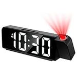 Ankilo Projection Alarm Clock, Newest Alarm Clock Bedside with 180° Projection on Ceiling Wall with USB Charging,12/24H,Snooze,Battery Backup, Loud Alarm Projector Clock for Bedroom Decer