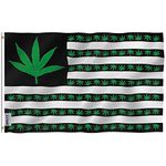 Anley Marijuana Leaf USA Polyester Flag - Vivid Color and Canvas Header and Double Stitched - US Marijuana Leaves Flags with Brass Grommets 3 X 5 Ft