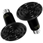 Simple Deluxe 150W Reptile Heat Lamp Bulb Ceramic Heat Emitter No Light Emitting Brooder Coop Heater for Amphibian Pet & Incubating Chicken, 2 Pack Black