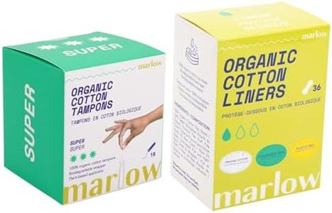 Organic Super Cotton Tampons with Compact Plant-Based Applicators + Organic Cotton Liners | Fragrance Free, Toxin Free