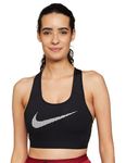 Nike Women's Polyester Wire Free Sports Full-Coverage Bra (DR5702-010_Black/White_38A,38C)