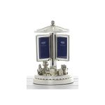 Shudehill Giftware Teddy Roundabout Revolving Silver Musical Nursery Photo Frame Christening/Baby Gift - 26.8x19cm