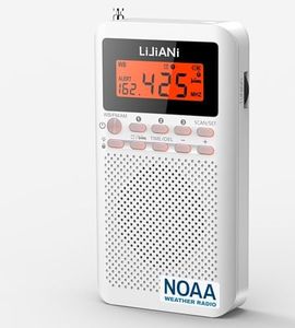 Pocket Weather Radio NOAA/AM/FM Powered by 2 AA Emergency Portable Transistor with LCD Display Digital Alarm Clock Sleep Timer, Best Reception Longest Lasting,Built in Speaker,Battery Operated
