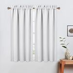 LinTimes Blackout Short Curtains for Bathroom Set 2 Panels Rod Pocket Cafe Tier Curtains Light Blocking Blackout Room Darkening Camper Curtains for Small Windows Kitchen 26x45 Inch Length White Wine