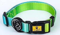 A+a Pets' Collar for Dogs Puppies Cats, Waterproof Soft Nylon Material (Gradient Design, Large, Green/Blue)