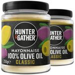 Hunter & Gather Olive Oil Mayonnaise 2 x 250g | Seed Oil Free I Made with Olive Oil & British Free Range Egg Yolk | Paleo, Keto, Sugar and Gluten Free Olive Oil Mayo