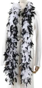 Larryhot 80g White With Black Tips Feathers Boa - 2 Yards Turkey Feathers Boa for Party Bulk,Christmas,Mardi Gras,Masquerade Party,Carnival,Concert and Home Decoration(80g-White Black Tips)