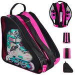 ADERTOS Roller Skate Bag, Unisex Ice Skate Bag Oxford Cloth Roller Skating Bag Breathable Inline Skates Carry Bag Case Triangle Skate Shoe Bag with Adjustable Shoulder Strap for Women Men (Pink)