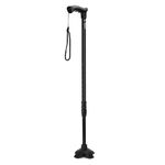 Dr. TORSO Strong Walking Stick with Adjustable Height, Mild-Steel Body, Light Weight for Men/Women, Patients, Old People (Black)