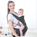 R for Rabbit Upsy Daisy Ergo Baby Carrier for New Born | 8 in 1 Hip Seat Front and Back Carry Position Adjustable Straps Kangaroo Bags for 4 to 36 Months Kids Upto 15 Kg (Denim Grey)