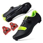 R ROYDEAR Mens or Womens Road Bike Cycling Shoes Peloton Bike Shoes Compatible SPD Riding Shoe Indoor/Outdoor Size Men's 8/Women's 10.5 Black Green