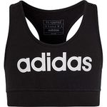 adidas Girl's Essentials Linear Logo Cotton Bra Top, Black/White, 13-14 Years