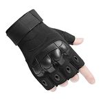 HUNTVP Cycling Gloves, Fingerless Gloves Sprots Half-finger Work Bike Gloves for Motorcycle Camping Hiking Gym Men's Outdoor Sport Working Gloves (Black,M