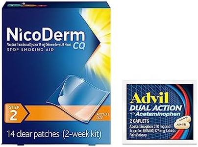 NicoDerm CQ Step 2 Nicotine Patches to Quit Smoking - 14 mg, Stop Smoking Aid, 14 Count, Plus Advil Dual Action Coated Caplets with Acetaminophen, 2-Count