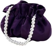 JAMBHALA Small Wristlet Purses Mini Bucket Bag Women Hobo Bag with Faux Pearl Chain (Purple)