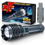 Super Bright Rechargeable Flashlights 2400000 High Lumen, Powerful LED Flashlight, IPX7 Waterproof Floodlight & Spotlight Flashlight 2-in-1 W/5 Modes for Camping, Emergency, Search & Rescue