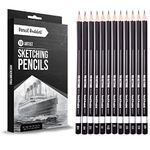 Pencil Buddies Pro Graphite Drawing Pencils Set - 8B-6H - 12 Sketching Art Pencils for Sketch Art, Drawing and Shading