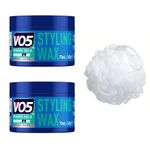 Hair Wax Bundle which Contains Vo5 Styling Wax 75ml - Pack of 2 with Shower Puff
