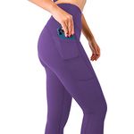 SEEMLY High Waisted Leggings with Pockets for Tummy Control | Breathable Yoga Pants Pack of 01, Purple, Medium