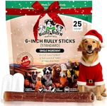 Standard 6” Bully Sticks for Dogs - 25 Count - 100% Natural, Odor Free, High Protein, Grass-Fed Beef Pizzle Sticks for Dogs - Fully Digestible, Rawhide Puppy Bully Sticks for Medium & Large Dog