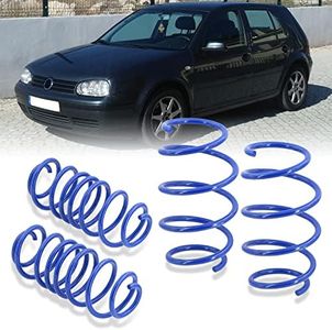 AJP Distributors Front & Rear Suspension Drop Height Coil Lowering Springs Kit Blue Compatible/Replacement For Golf GTI MK4 Jetta Bora GLI MKIV 1999 2000 2001 2002 2003 2004 2005 99 00 01 02 03 04 05