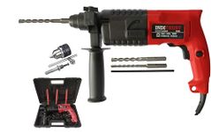 Inditrust 6-Month Warranty 900W Rotary hammer drill machine 20mm Left/Right Rotation, 3pc Bit with 13mm Drill Chuck key Adaptor set (RED) 100% Copper Winding