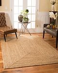 AMIABLE Handwoven Jute Natural Reversible Rugs Round Braided Floor Carpet Mat for Living Room, Bedroom, Dining, Office, Restaurant (5X7 FEET, JUTE02)