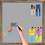 ArtzFolio Greys Family Dark Gray Colour | Framed Magnetic Dry Erase White Board | Includes Magnet Buttons & Markers | Antique Golden Frame | 16 x 16 inch (41 x 41 cms)