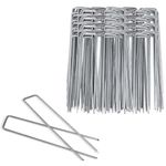 HEHALI 240 Pack Landscape Staples 6 Inches 11 Gauge Stakes, U-Shaped Pins, Galvanized Garden Stakes and Landscaping Staples for Anchoring Landscape Fabric