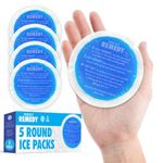 Round Small Ice Pack Gel, Reusable Ice Packs for Injuries - Cold Compress & Hot Compress - Eye Ice Pack, Wisdom Teeth, Lip, Nose, Breast Ice Packs for Breastfeeding, Mini Kids Ice Pack (5-Pack, Blue)