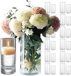 Sandraheer 24 Pack Clear Glass Cylinder Vases for Centerpieces - H 5.91 W 3.35, H 4.72 W 2.56 - Floating Candle Holders Flower Vase - Perfect for Weddings and Events