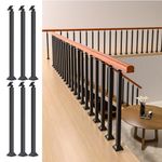 MM MELISEN Indoor Stair Railing Kits, Black Metal Baluster Posts, with 270° Adjustable Railing Spindles, for Steps, Balconies, Staircases, Decks, Patio Stairs and Outdoor Decor. (Height: 35.43 in)