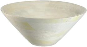 The Fine Living Co. Serving Bowl, Wooden Bowl for Food Serving, Snack and Salad Serving Large Bowl, Chip and Dip Bowls for Parties, Table Top Décor, White Oil Stain, 12"x5"